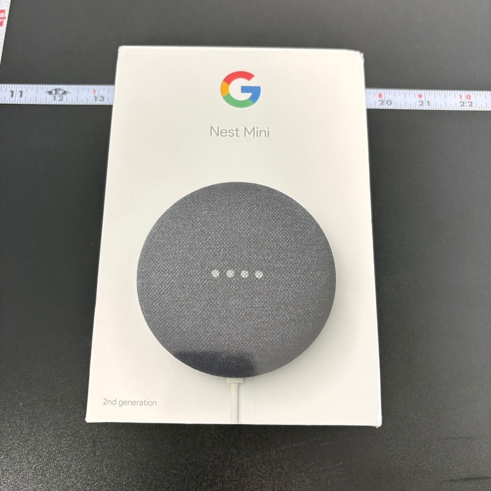 NIB Google Unisex Nest Mini 2nd Gen Charcoal Smart Speaker GA00781-US H2C